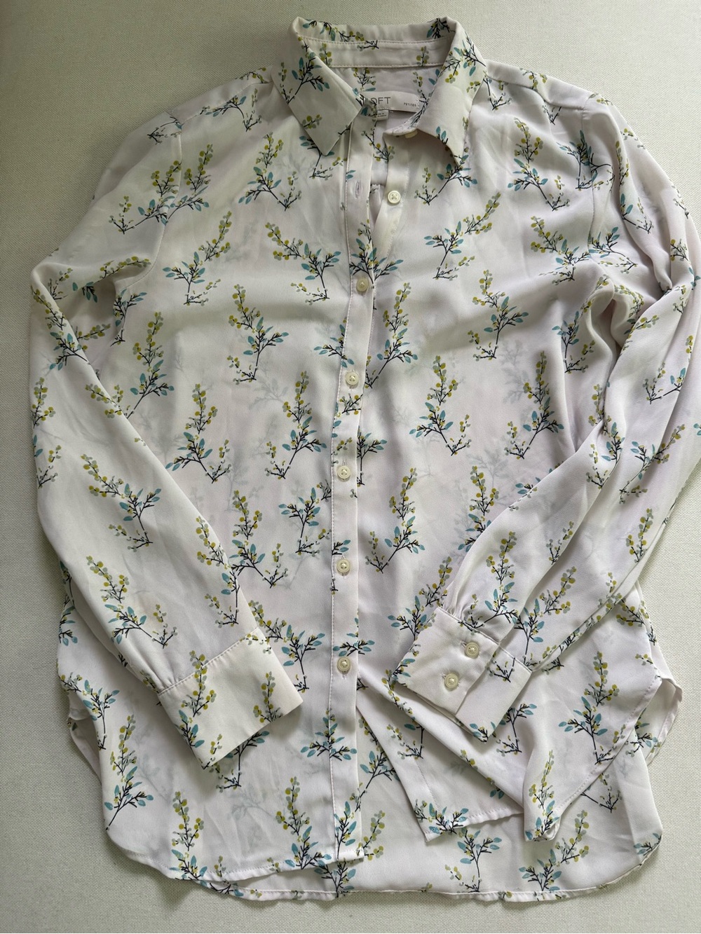 LOFT Button-Down Shirt with Floral Print